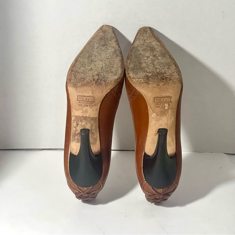 Giuseppe Zanotti VICINI Leather Stiletto Designer Heels Womens Sz 6.5 Tan Luxury - Picture 9 of 16